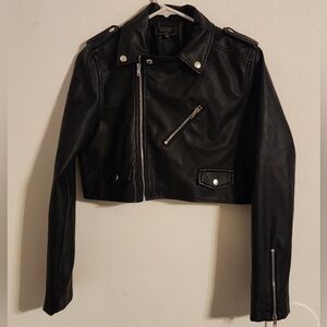 Chocolate Black Biker Jacket Size M teens Juniors